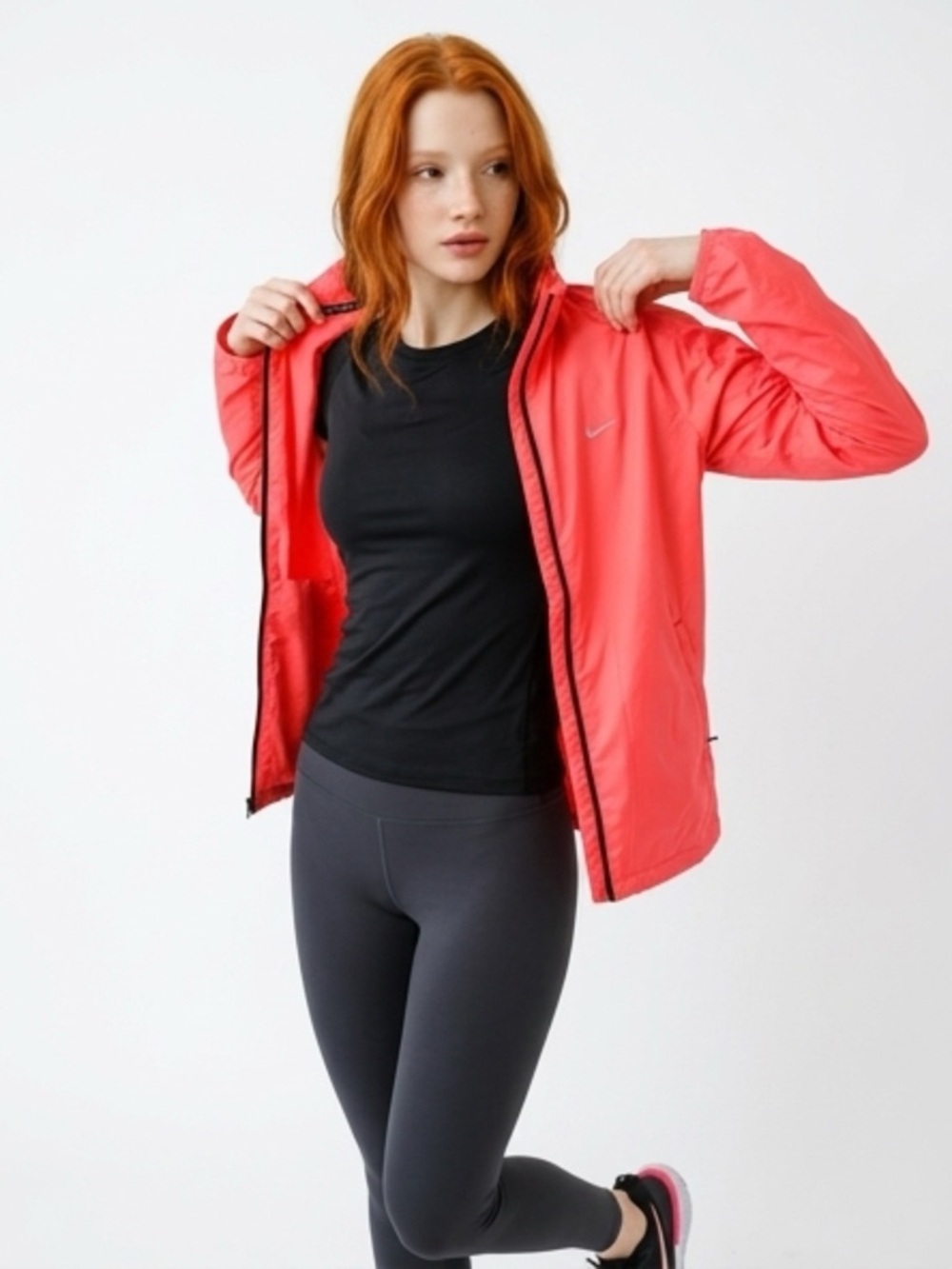 Nike Women’s Neon Coral Windbreaker Jacket L Asian Fit (US size S)